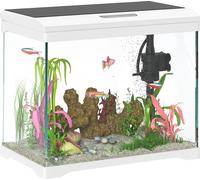 Aquarium PawHut avec éclairage LED, système de filtration, réservoir à poissons de 17L, aquarium pour poissons tropicaux avec pompe à eau Blanc