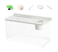 Aquarium Petit 20 cm avec 3 Lumières Colorées, Bac À Poisson Paysager, Écosystème Élégant pour Bureau Maison Entrée Chambre à Coucher