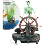 Aquarium Pirate Squelette 87g Résine Aquarium Action Ornement Mouvement Aération Barboteur Capitaine Crâne Décoration Spooky Halloween Paysage Pour Betta Cichlid Cacher Grotte Sous-Marine Paysage Prop