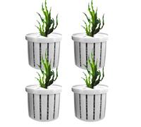 Aquarium Plant Containers, Stable Fish Tank Plant Pots, 4-Piece Hydroponics Planting Holders, Decorative Water Feature Accessories for Apartment, Hotel, Rental, Restaurant, Dormitory, Business Spaces