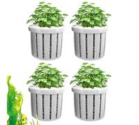 Aquarium Plant Holder, Stable Fish Tank Basket, 4 Piece Hydroponic Planting Cups, Mesh Design, Easy Root Anchoring, Set of 4, Black, for Water Feature Decoration, Hotel, 1.57x1.34x1.38inches