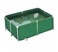 Aquarium pliable en toile PVC durable avec cadre en acier et valve de vidange, parfait pour élever des poissons et des tortues (vert, 1,5 x 1 x 0,5 m)