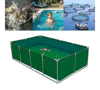 Aquarium portable avec cadre en acier et valve de vidange, piscine en PVC durable pour l'aquaculture de carpes koï en plein air et le stockage temporaire des poissons