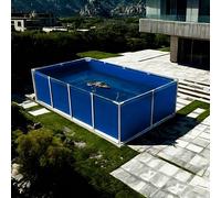 Aquarium portable avec cadre en acier et valve de vidange, piscine en PVC durable pour l'aquaculture de carpes koï en plein air et le stockage temporaire des poissons