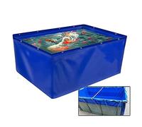 Aquarium portable en toile bleue imperméable pour poissons d'eau salée Installation facile 1,5 x 1 x 1 m Taille 0,45 mm Matériau plastique durable Idéal pour l'agriculture de jardin
