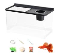 Aquarium pour Betta avec Éclairage 3 Couleurs - Bocal À Poissons Décoratif | Aquarium Haute Transparence 360° pour Bureau Table Chambre Salon Entrée Décoration