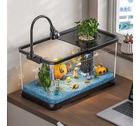 Aquarium pour Poisson Betta, Kit Complet avec Éclairage LED Conteneur Panoramique HD Moderne, Terrarium pour Le Bureau, La Maison(XL)