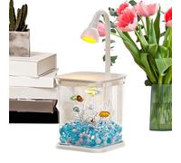 Aquarium pour Poisson Combattant | Bassin Poissons Miniature,Bocal Silencieux et Clair avec Aménagement Aquatique pour Crevettes, Crabes et pour Table, Bureau, Extérieur