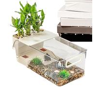 Aquarium pour tortues et créatures aquatiques - Comprend une plate-forme de bronzage et de jardinières, idéal pour les petits reptiles, les amphibiens et les crustacés | Équipement de terrarium