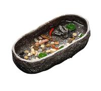 Aquarium Réservoir de Poissons en céramique Réservoir de Tortue Bassin en céramique Petit Pot de Fleur décoratif en céramique for la Maison Bac à Poisson(Bruin)