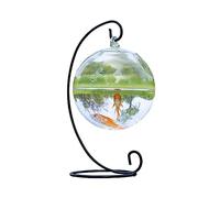 Aquarium Réservoir de Poissons Suspendu en Verre, réservoir Transparent épais avec Support en Fer, Petit réservoir écologique Minimaliste Bac à Poisson