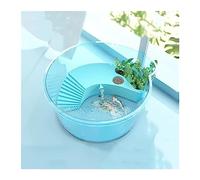 Aquarium Réservoir de Tortues avec Pont Solaire, boîte d'alimentation, Peut être planté de Plantes Aquatiques, Petit Aquarium Rond Transparent for la Maison Bac à Poisson(Petit)