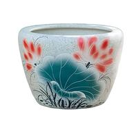 Aquarium rétro Grand réservoir d'eau cour de culture de poissons Balcon Aquarium de lotus d'extérieur en céramique Bol de poisson rouge Aquarium en verre (A, 53 cm)