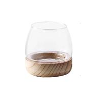 Aquarium rond en verre transparent avec base en bois écologique pour poissons ornementaux, simple et spécial pour aquariums (L)