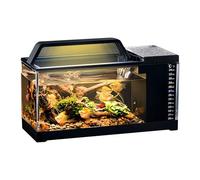 Aquarium Set - Intelligent Mini Aquarium - LED Aquari.um Complete System with Temperature Display, Filter Function, and Lighting | Desk Decoration for Fish, Shrimp, and Modern Living Areas