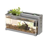 Aquarium Small Fish Tank with USB Pump & Light, 12x6.5x5 Fish Tank with Feeding Port, Plastic Aquarium Bead Decor, Low Noise Water-Circulated for Home