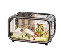 Aquarium Tank, Fish Bowl, Landscape Container, Clear Acrylic Build, 15.75x8.94x10.04 inches, Transparent Pet Home for Snails, Betta, Shrimp, Turtle, Aquatic Animals, Desktop