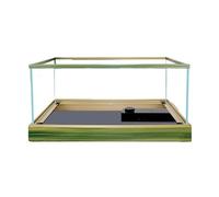 Aquarium Transparent Glass Aquarium with Decorative Border Living Room Office Ornamental Desktop Fish Tank Turtle(43x26x21cm)