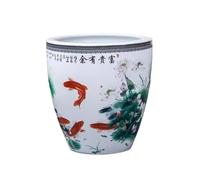 Aquarium Vintage Céramique Aquarium Hydroponique Lotus Nénuphar Pot De Fleur Réservoir d'eau Extérieur Patio Salon Décoration Bocal à Poissons(Petit)