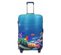 Aquariums tropicaux récifs coralliens avec poissons Housse de protection élastique pour valise de voyage Imprimé Anti-rayures, Noir , S