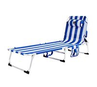 Aquarius 2012 Bleu et Blanc Chaise Longue inclinable de Plage Pliable et inclinable jusqu'à 4 Positions. Design Moderne pour Cette Chaise Longue Facile à Transporter grâce à Son Sac à Dos Pratique