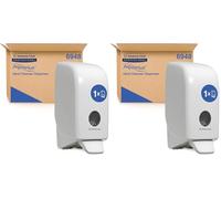 Aquarius® Distributeur de Savon Mural 6948 - Distributeur de Savon Crème ou Mousse 1 L, Plastique Blanc, Design Compact - 1 Unité (Lot de 2)