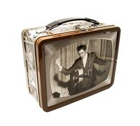 AQUARIUS Elvis TV Fun Box - Boîte de rangement en étain robuste avec poignée en plastique et couvercle avant en relief - Produit sous licence officielle Elvis et cadeau de collection