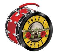 AQUARIUS Guns N Roses Boîte amusante en forme de tambour - Boîte de rangement en étain robuste avec poignée en plastique et couvercle avant en relief - Produit sous licence officielle Guns N' Roses et