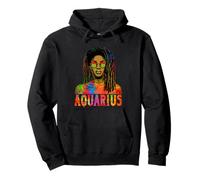 Aquarius Queen Loc'd Black Woman African Zodiac Birthday Sweat à Capuche