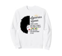 Aquarius Queen Zodiac Personnalité Qualités Noir Femme Fille Sweatshirt