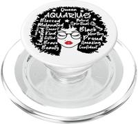 Aquarius Queen Zodiaque Mélanine Afro Mots Personnalité PopSockets PopGrip pour MagSafe