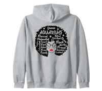 Aquarius Queen Zodiaque Mélanine Afro Mots Personnalité Sweat à Capuche