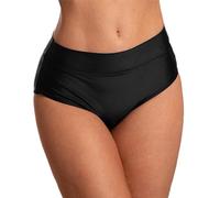 Aquarti Bas de Bikini Femme Taille Haute avec Ceinture Repliable - Culotte Gainante, Noir, 46