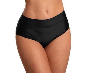 Aquarti Bas de Bikini Femme Taille Haute avec Ceinture Repliable - Culotte Gainante, Noir, 52