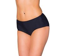Aquarti Bas de Bikini Femme Taille Mi-Haute - Bas de Maillot de Bain Classique en Couleurs Unies, Noir, 48