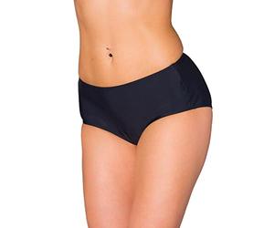 Aquarti Bas de Bikini Femme Taille Mi-Haute - Bas de Maillot de Bain Classique en Couleurs Unies, Noir, 48