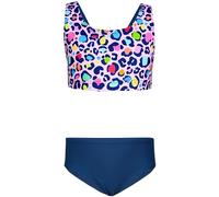 Aquarti Maillot de Bain de Natation Deux Pièces Sporfit pour Fille, Imprimé léopard Rose Rose Violet Bleu foncé, 170