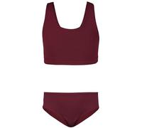 Aquarti Maillot de Bain de Natation Deux Pièces Sporfit pour Fille, Jacquard Points Rouge Marron, 152