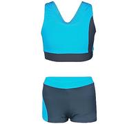 Aquarti Maillot de Bain Fille - Maillot de Bain Deux Pièces avec Dos Nageur et Short, Graphite/Vert Turquoise, 158