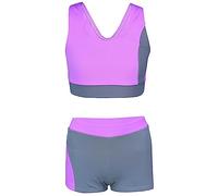 Aquarti Maillot de Bain Fille - Maillot de Bain Deux Pièces avec Dos Nageur et Short, Gris/Lilas, 140
