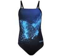 Aquarti Maillot de Bain Fille - Maillot de Bain Une Pièce pour Fille à Bretelles Fines, Papillon Bleu/Noir, 128