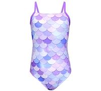 Aquarti Maillot de Bain Fille - Maillot de Bain Une Pièce pour Fille à Bretelles Fines, Sirène/Violet/Violet, 134
