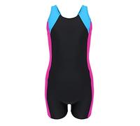Aquarti Maillot de Bain Fille - Maillot de Bain Une Pièce pour Fille avec Short et Dos Nageur, Noir/Amarante/Turquoise, 134