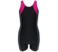 Aquarti Maillot de Bain Fille - Maillot de Bain Une Pièce pour Fille avec Short et Dos Nageur, Noir/Graphite/Amarante, 152