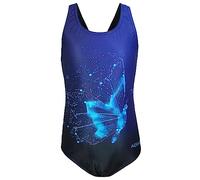 Aquarti Maillot de Bain Fille - Maillot de Bain Une Pièce pour Fille, Résistant au Chlore, EP1281 Papillon Bleu/Noir, 152