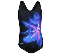 Aquarti Maillot de Bain Fille - Maillot de Bain Une Pièce pour Fille, Résistant au Chlore, Tache colorée/Rose/Bleu/Noir, 134