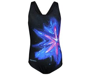 Aquarti Maillot de Bain Fille - Maillot de Bain Une Pièce pour Fille, Résistant au Chlore, Tache colorée/Rose/Bleu/Noir, 170