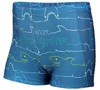 Aquarti Maillot de Bain Garçon - Boxer de Bain Garçon avec Rayures, Séchage Rapide et Coupe Confortable, Requins/Jeans, 140