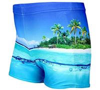 Aquarti Maillot de Bain Garçon - Boxer de Bain Garçon avec Rayures, Séchage Rapide et Coupe Confortable, Île Mer/Bleu, 146