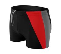 Aquarti Maillot de Bain pour Homme Boxer de Natation Sportif, Nior/Graphite/Rouge, XL